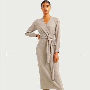 Modern Citizen Lenese Front Wrap Midi Dress, Mushroom (Beige), Size Medium